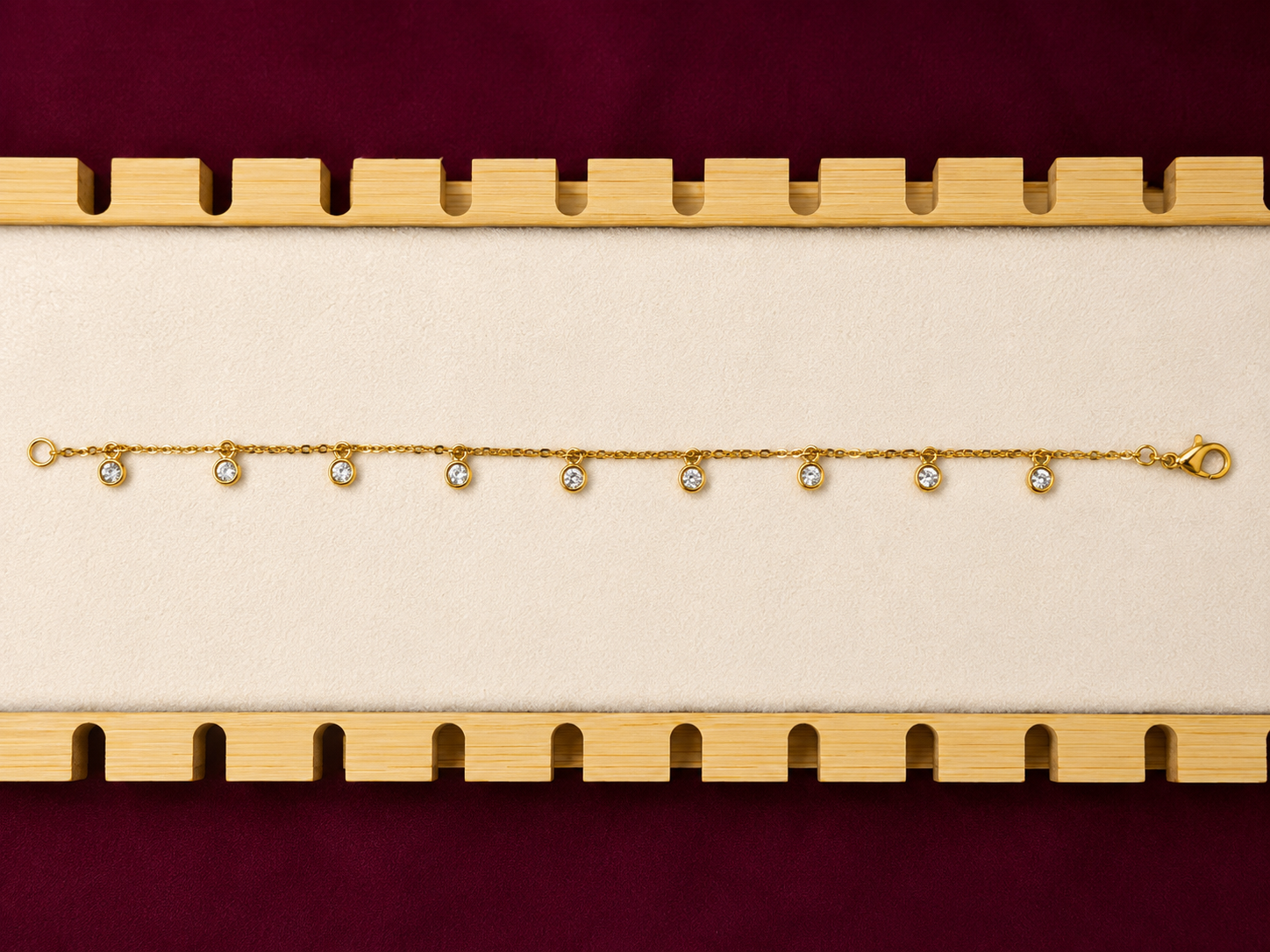 Classic Bezel Crystal Gold Bracelet