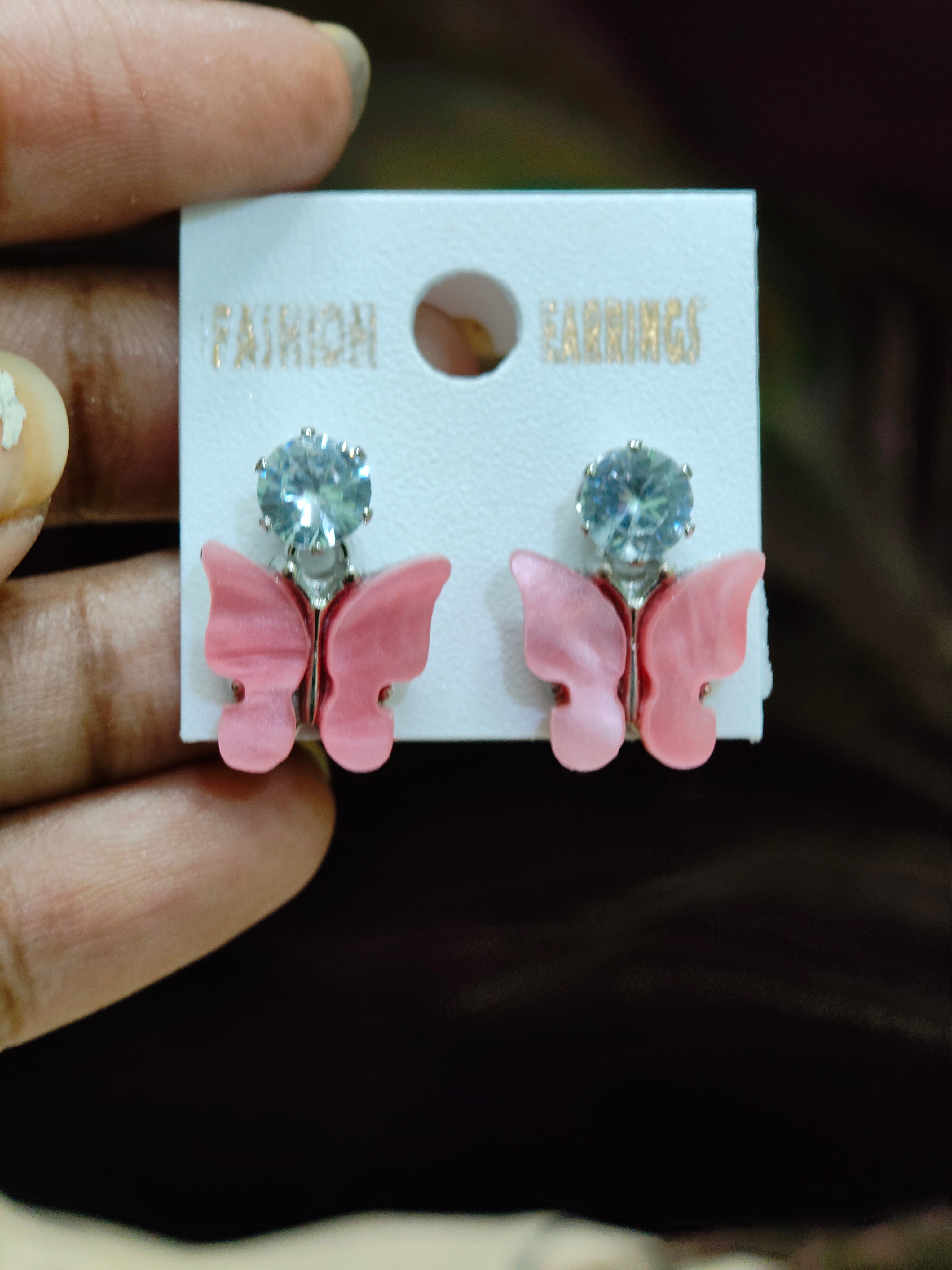 Crystal Butterfly Stud Earrings | Silver-Plated Cute Butterfly Earrings for Women & Girls