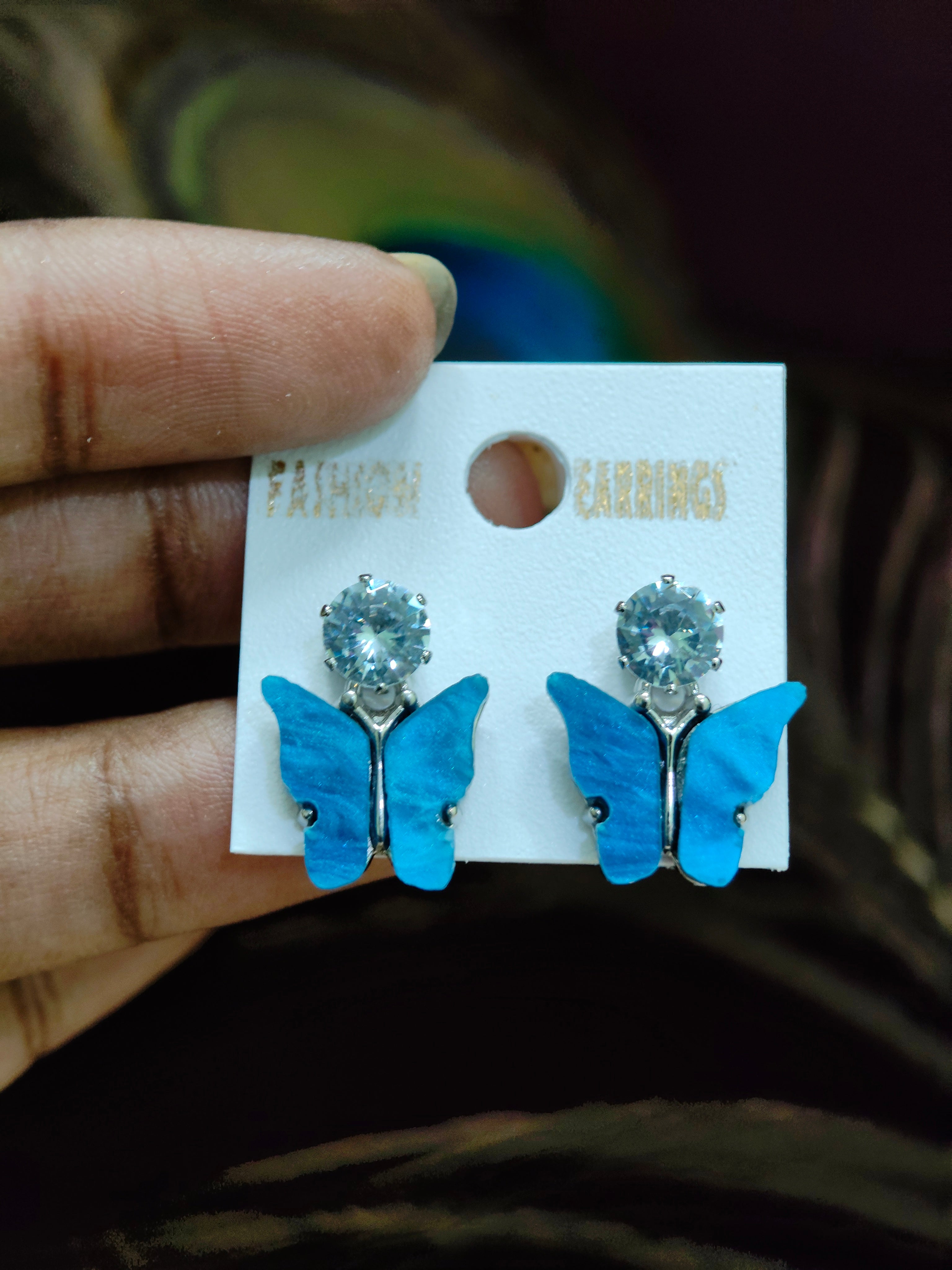 Crystal Butterfly Stud Earrings | Silver-Plated Cute Butterfly Earrings for Women & Girls