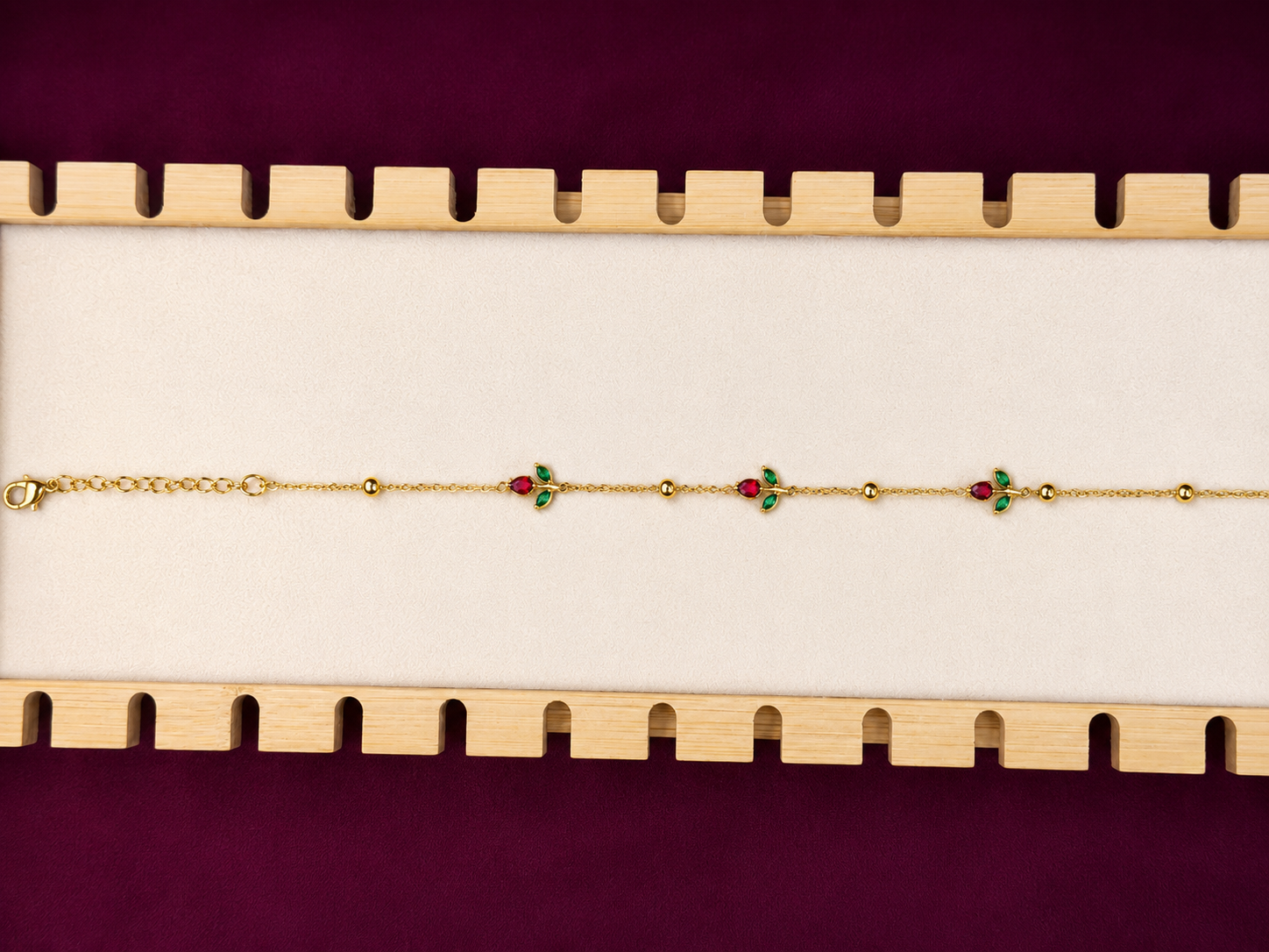 Dainty Crystal Floral Gold Bracelet